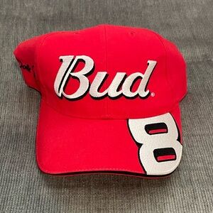 Dale Earnhardt Jr. #8 Budweiser NASCAR Hat 🏁 Red Strapback Cap